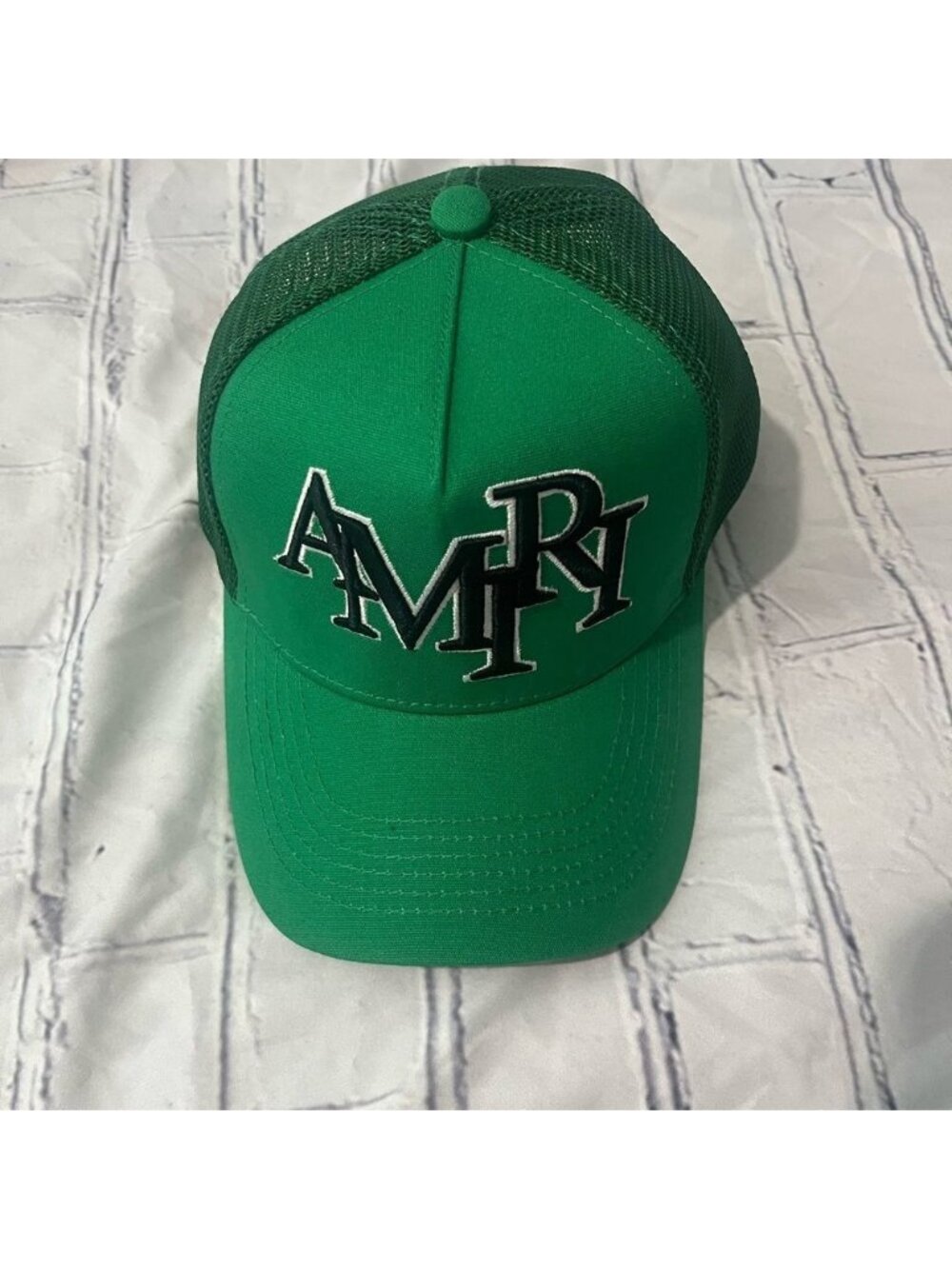 AMIRI Green Logo Trucker Hat Mesh Snapback Luxury Designer Baseball Cap Like New
